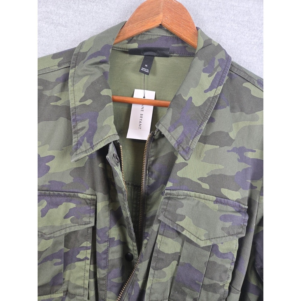 Lane Bryant Field Utility Green Blue Camo Jacket Womens 16 Fitted Grunge NEW - Picture 13 of 13
